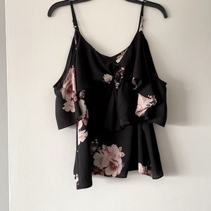 Soprano black floral top size medium